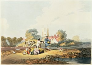 秋、穀物の種まき、1818年（手描きのエッチングとアクアチント） 作： Joseph Mallord William Turner